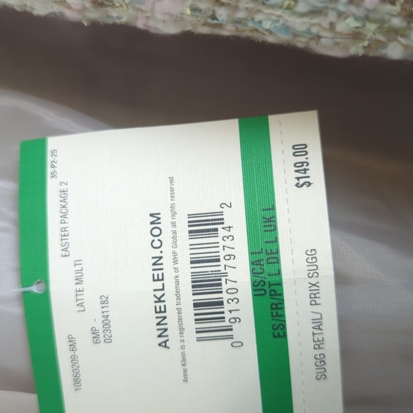 NWT Anne Klein Open Front Shimmering Sequin Tweed Jacket Pastel Women's Size L - Picture 4 of 12